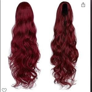 Draw string ponytail extension 22 inches wine red